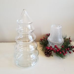 Lidded Christmas tree clear jar